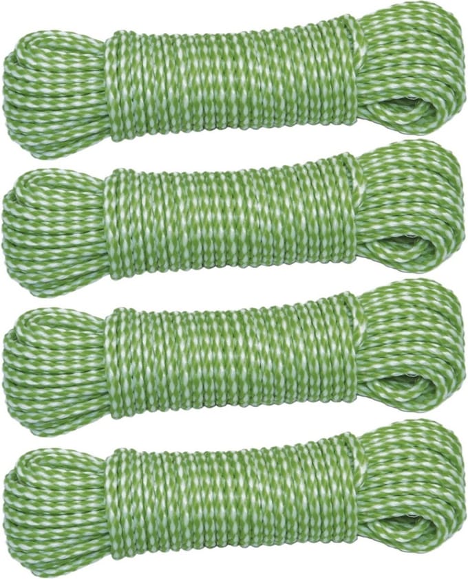 AMIG Paracord touw - 4x - 20 meter - D4mm - 100kg - PP/PE - lichtgroen/wit
