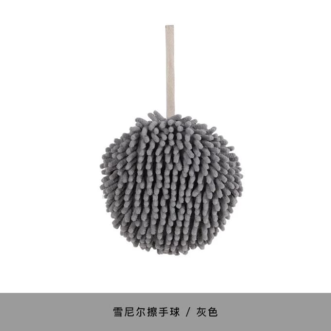 Serviettes Microfibre Serviettes à Main Chenille Serviette à Main Cuisine Salle de Bain Boule avec Boucles de Suspension Séchage Rapide Douce Absorbante gris foncé