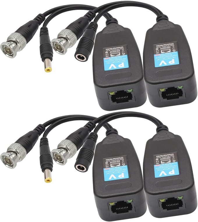 Video Balun RJ45 naar BNC Transceiver voor CCTV Beveiligingssystemen - 2-Pairs