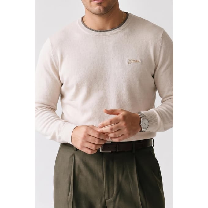 GUESS  Eco Ferdinand Cn Basic S Muted Stone Taglia: XL | Maglioni a maglia Outlet | Uomo