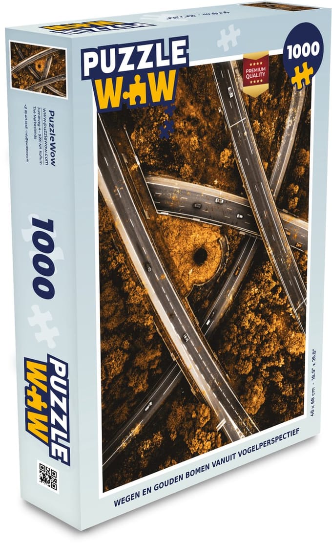 Puzzel Snelwegen - Auto - Goud - Legpuzzel - Puzzel 1000 stukjes volwassenen