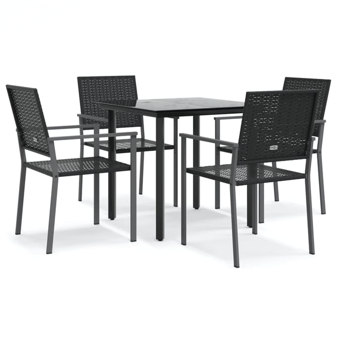 vidaXL - 5-delige - Tuinset - poly - rattan - en - staal