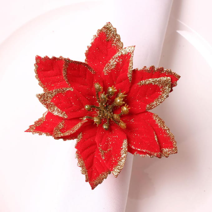 6 STUKS Servet Set Rood Elegant Kerst Bloem Servet voor Verjaardagsfeest Bruiloft brown