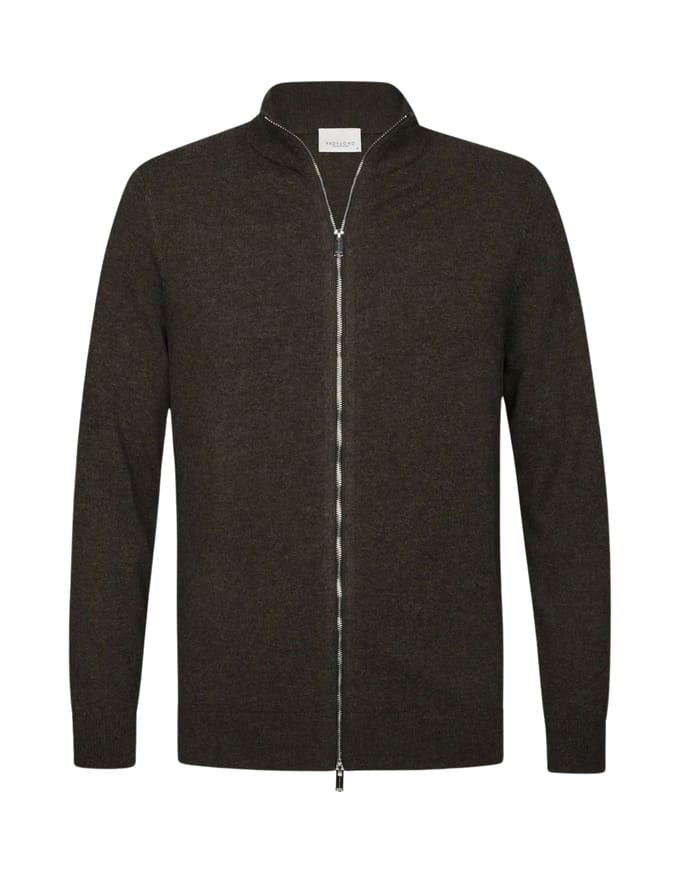 Profuomo Cardigan Full Zip Vesten Bruin Ppxj30013