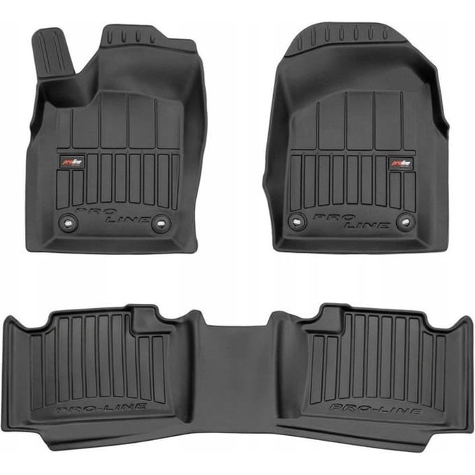 Frogum - Dodge Durango III vanaf 2010 (niet voor 6-persoons) - Rubberen automatten 3D - 3 stuks - TPE - 6 cm Rand