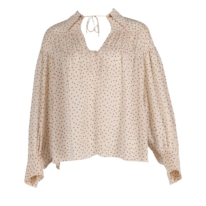 Joseph Crosby blouse met hartjesprint in ecru zijde