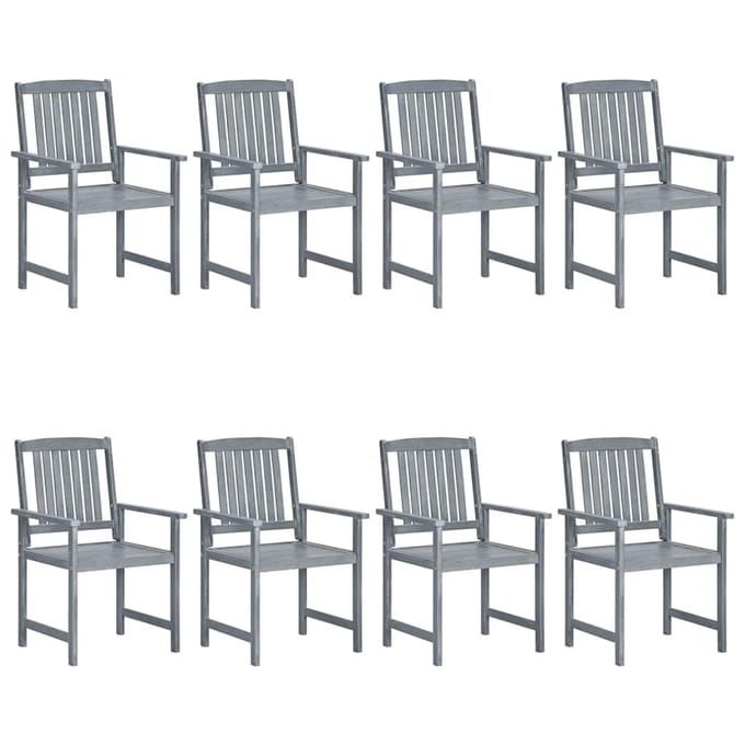 vidaXL - Tuinstoelen - 8 - st - met - kussens - massief - acaciahout - grijs