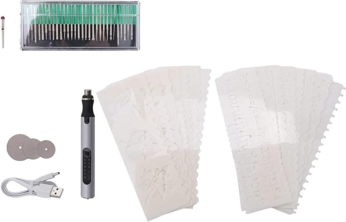 Elektrische Graveerpen - Etspen Set - Objecten Personaliseren - Oplaadbaar Draadloos - 21 cm - Zilver