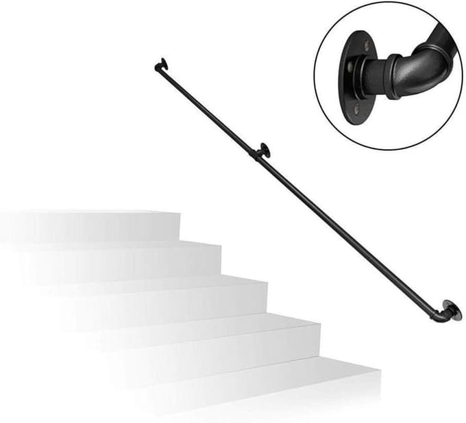 Trapleuning - Veiligheidsbeugel - Veiligheid Vergroten - Smeedijzeren Constructie - 200cm Lengte - Zwart