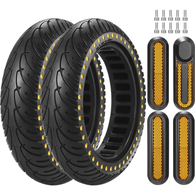 Pneu de Scooter électrique 8.5 pouces, roue en caoutchouc absorbant les chocs, Non pneumatique jaune