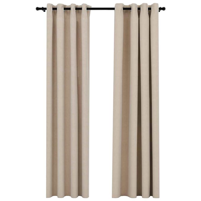 vidaXL - Gordijnen - linnen-look - verduisterend - ogen - 2 - st - 140x225 - cm - beige