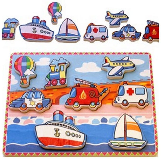 Simply for kids Knopjespuzzel 8 stuks voertuigen