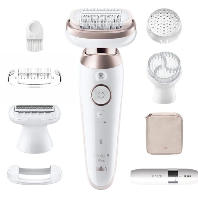 Braun Epilator Silk·épil 9 Flex 9-360 3D - Wet & Dry Epilator - Volledig Flexibele Kop - Langdurig Gladde Huid - Ladyshave Scheerkop - inclusief Body mini-trimmer - Draadloos - Wit/Rose Titan