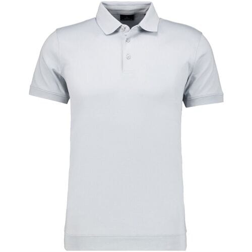 Ragman Pima Cotton Uni Color Polo Bottom Rib Silver / male