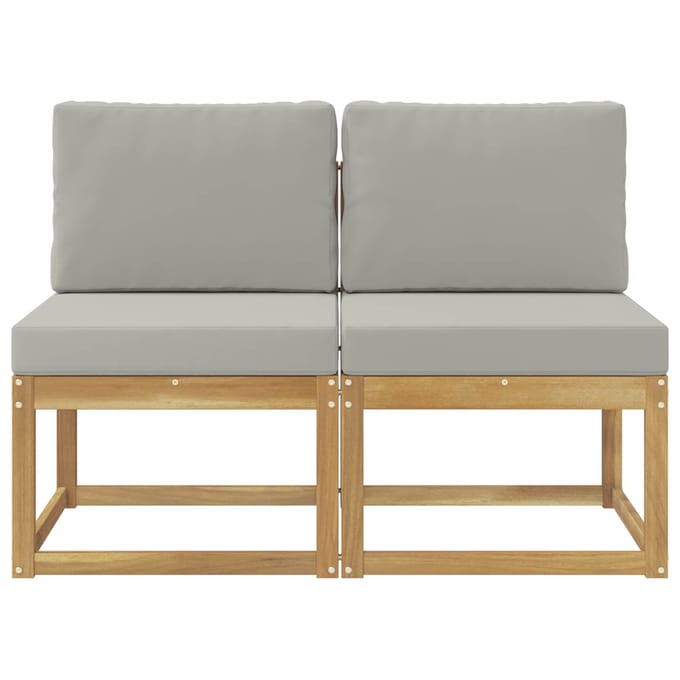 vidaXL - 2 - Stuk - Buiten - Midden - Sofa - Massief - Acacia - Hout - Wit