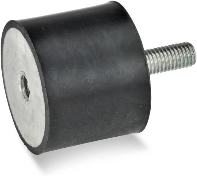 Set van 2 Rubberen Buffers met M10 Schroefdraad - Trillingsdempers Zwart 70mm Diameter