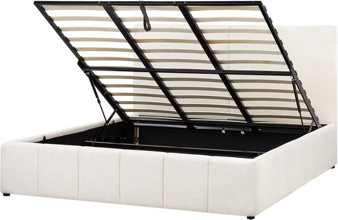 CASTELNAVET - Tweepersoonsbed - Wit - 180 x 200 cm - Polyester