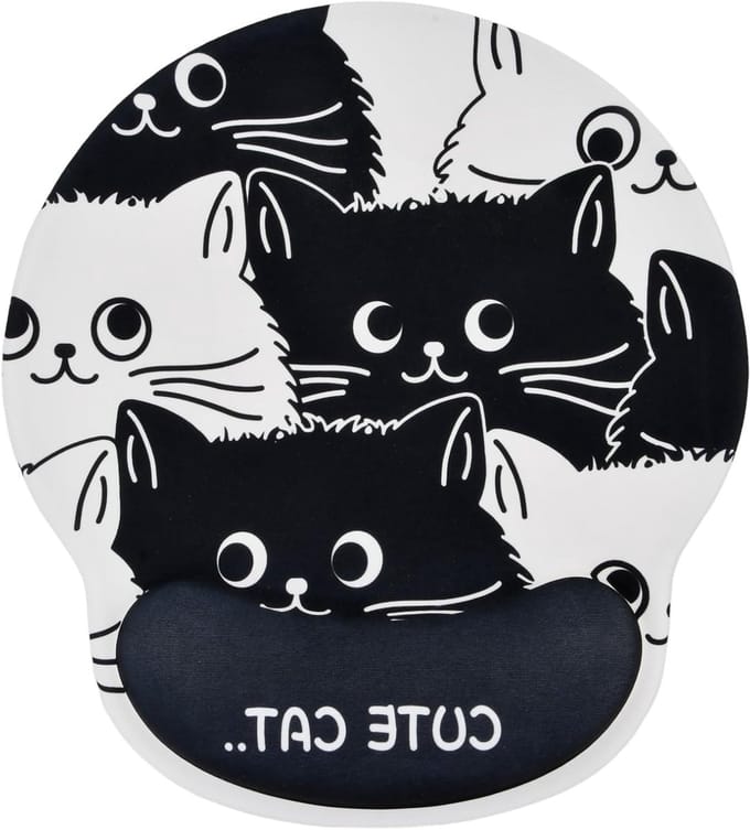 Muismat met polssteun - ergonomisch - kattenmotief - antislip rubber voor comfort - SnelShoppen