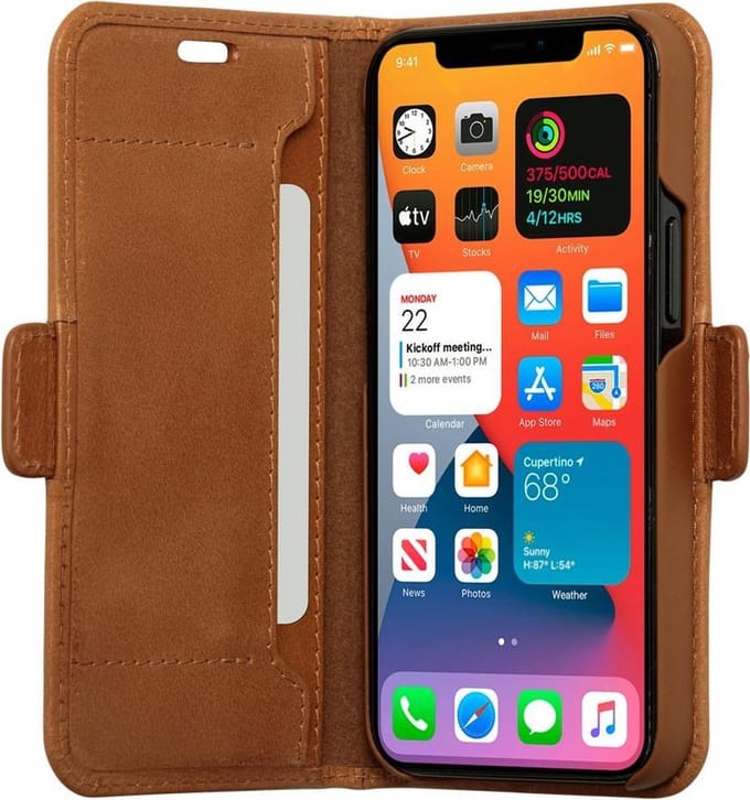 iPhone 12 Mini Bookcase hoesje - dbramante1928 - Effen Cognac - Leer