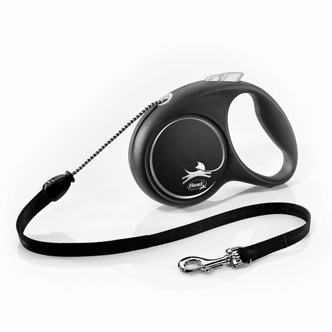 Flexi Black Design Hondenriem - Rollijn - M - Zwart - 5 m - Middelgrote Honden