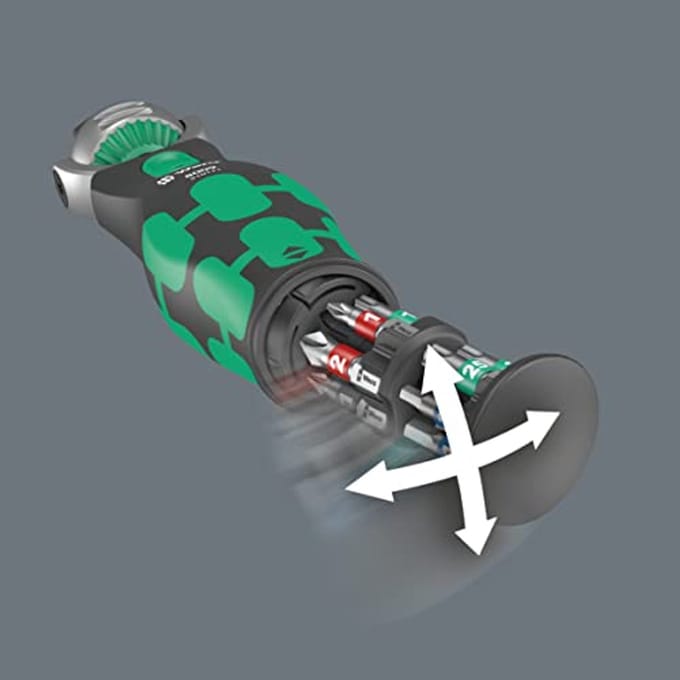 Zyklop Pocket Ratelset - 18-delige Compacte Ratel met Bits en Draaibaar Bitmagazijn