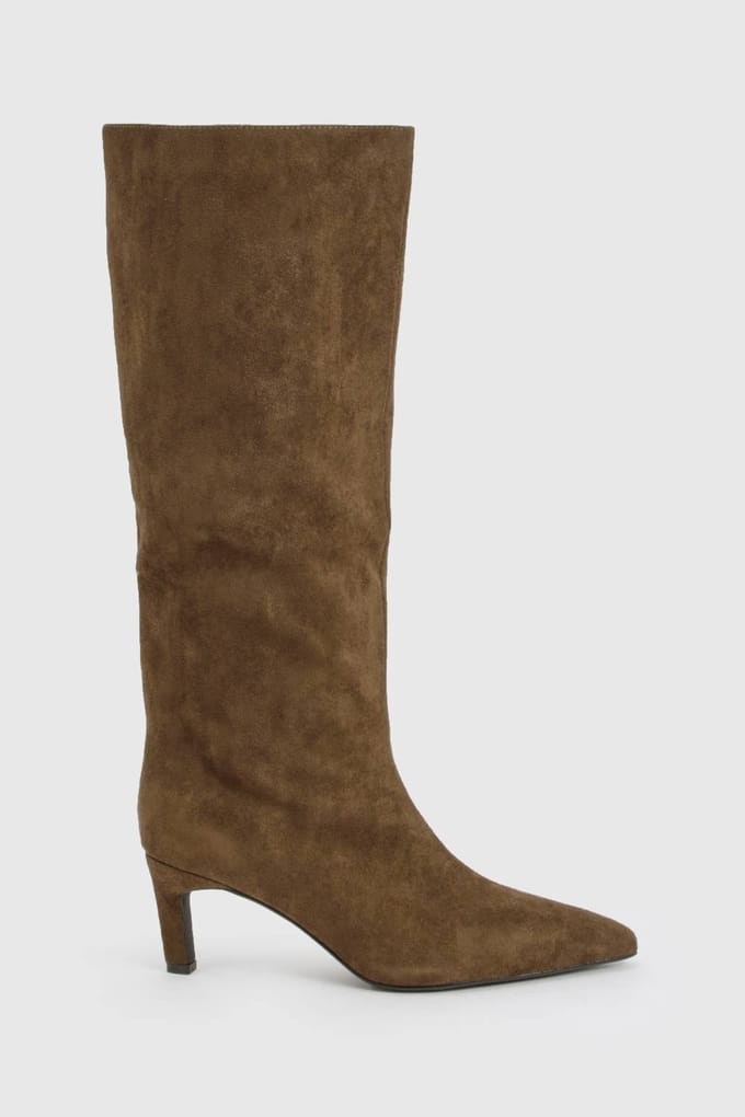 boohoo Dames Knee High Column Stiletto Mid Boots | Olijf | Maat: 37