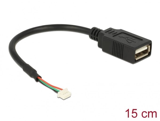 Delock Cable USB 2.0 pin header female 1,25 mm 4 pin > USB 2.0 Type-A female 15 cm