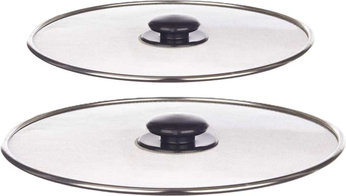 Kinvara Afgietdeksel/pannendeksel set - 2x stuks - Dia 25/21 cm - metaal - plat model