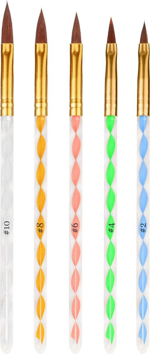 Acryl Penselen Nail Art voor kunstnagels - set van 5