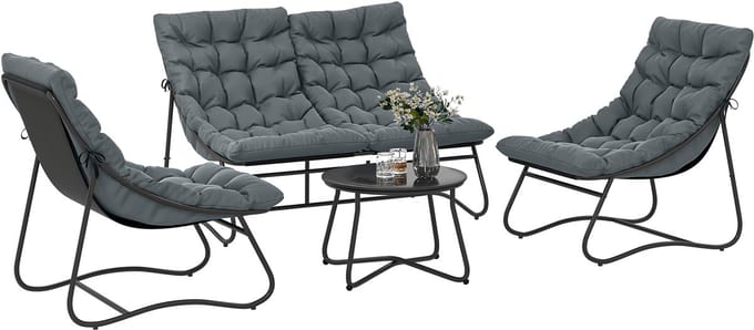 Outsunny tuinbankstel - Staal, polyester - 122x87x85cm - Grijs