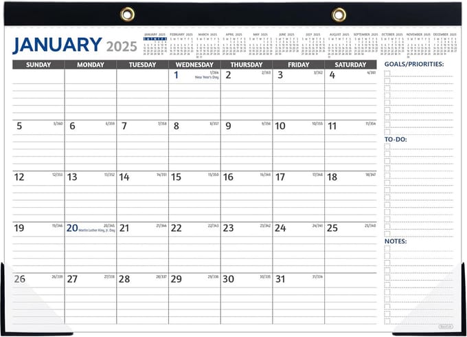 Bureaukalender 2025-2026 (18 Maanden), Medium Formaat, Grijs