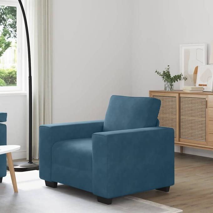 vidaXL - Sofastoel - Blauw - 100x77x82 - cm - Fluweel