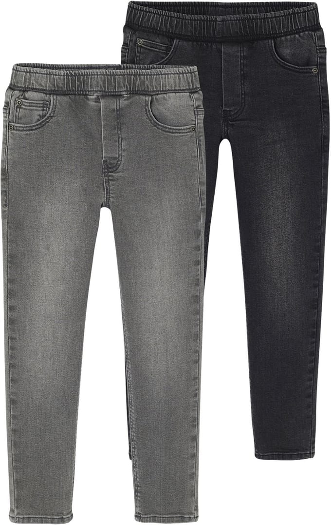 Vertbaudet Set van 2 slim-fit jeans met elastische en verstelbare taille