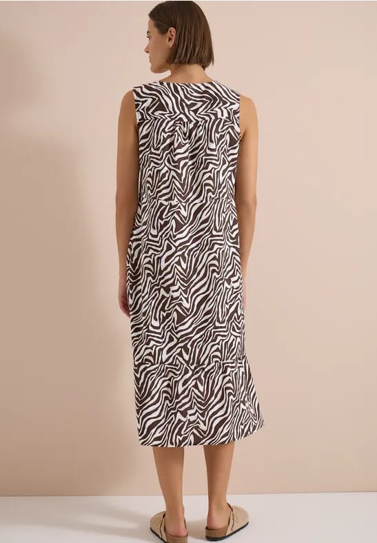 Midi-jurk met V-hals en zebraprint