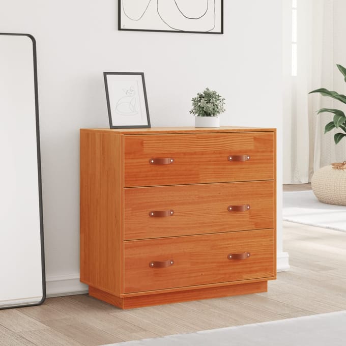 vidaXL - Dressoir - 80x40x75 - cm - massief - grenenhout - wasbruin