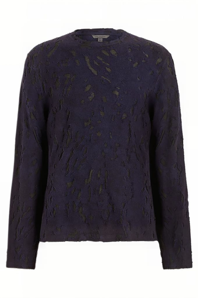 John Varvatos Hansel Ls Terry Flowy Leopard Burnout Cr Night Shadow Taglia: M | Maglioni a maglia Outlet | Uomo | Nero