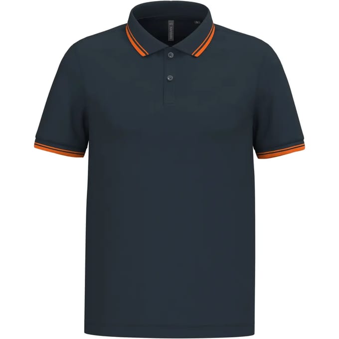 Kariban Gestreepte herenpolo korte mouwen K272 - Navy / Orange - M
