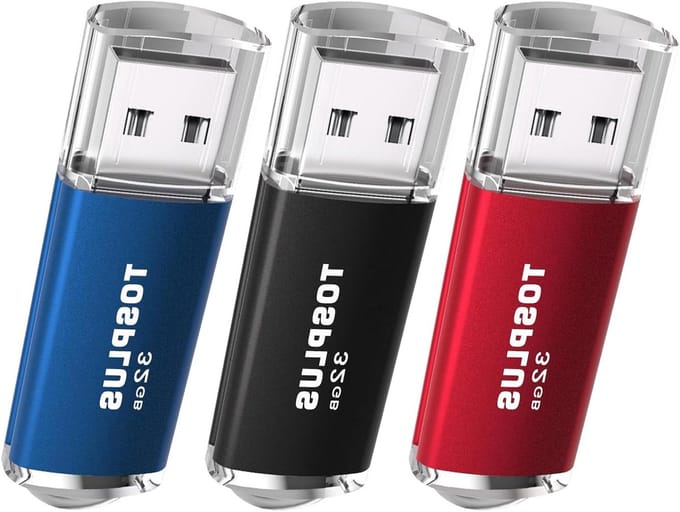 USB Flashdrives - Geheugensticks - Data Opslag - Set van 3 - 32 GB - Zwart Rood Blauw