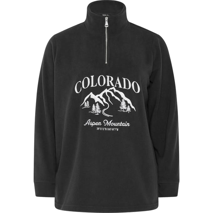 Yours Zwarte 'Colorado' Fleece Met Kwartrits Size 50-52
