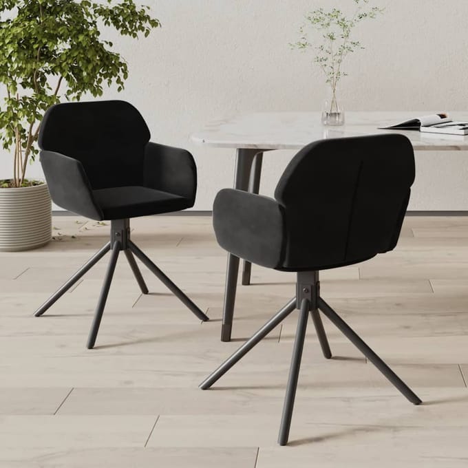 vidaXL - Eetkamerstoelen - draaibaar - 2 - st - fluweel - zwart