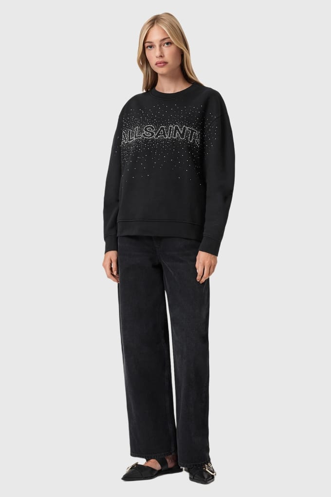 AllSaints Sprinkle Etta Sweat Black Taglia: M | Maglie a manica lunga Outlet | Donna | Nero