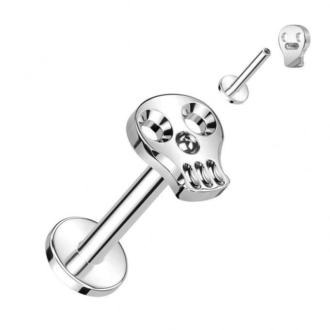 Piercing titanium skull intern schroefdraad 1.2x8 - zilver - LMPiercings