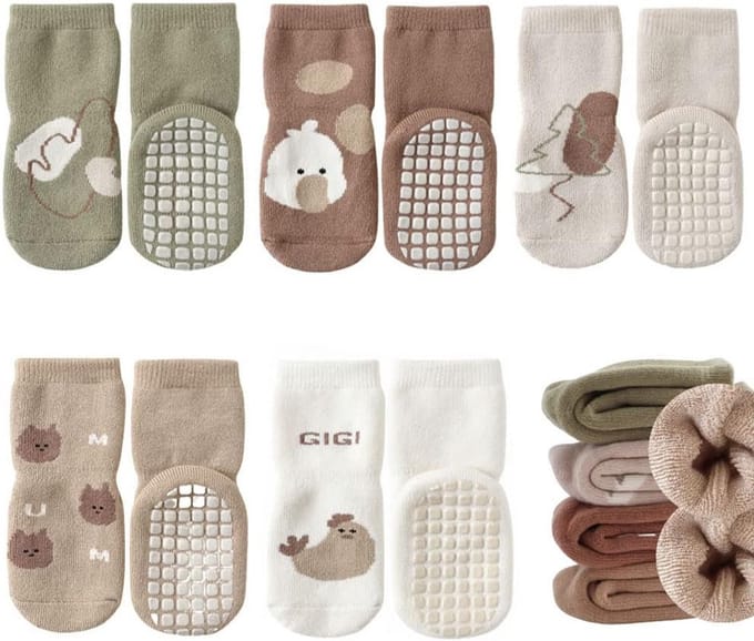 Babysokken - Antislip sokken - Warme voeten houden - Antislip grip - 5 paar - Multicolor