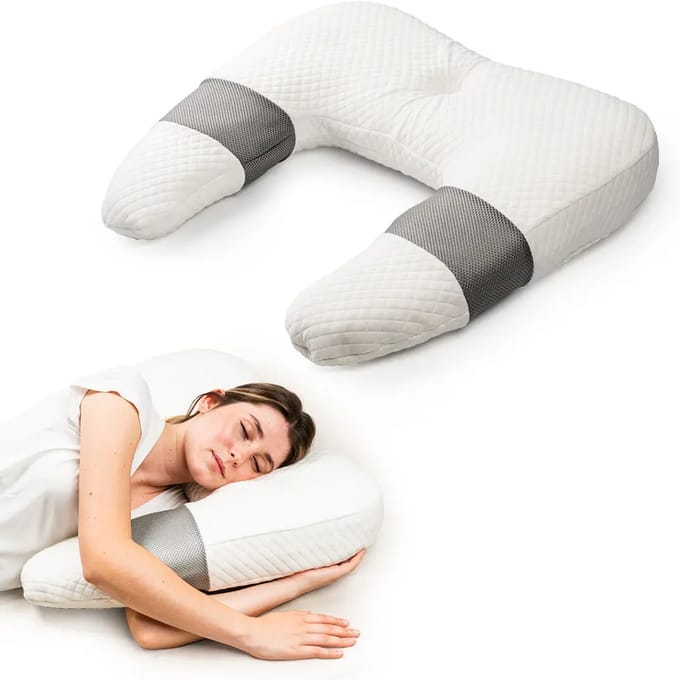 Kussen - InnovaGoods - U - Visco-elastisch - Ergonomisch - Wasbaar wit