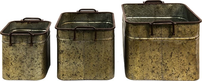 Clayre & Eef Decoratie Zinken Teil Set van 3 42x38x28 cm Grijs IJzer