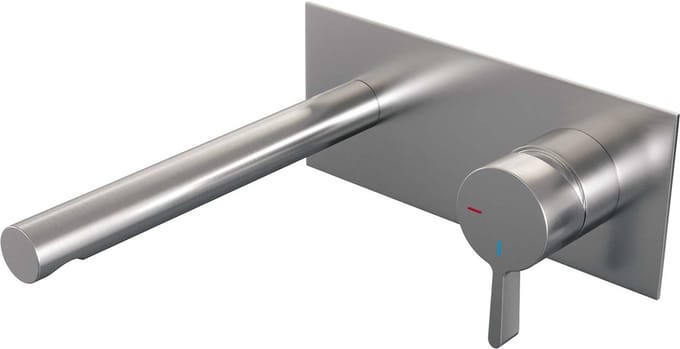 Brauer Brushed Edition inbouw wastafelmengkraan met rechte uitloop en afdekplaat model E1 RVS geborsteld PVD