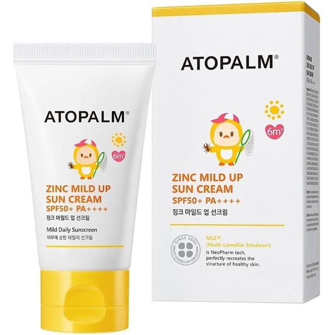 ATOPALM - Crème Solaire Douce au Zinc SPF50+ PA++++ 65g + ATOPALM Pure Cleansing Pad 30Pads(62g) white