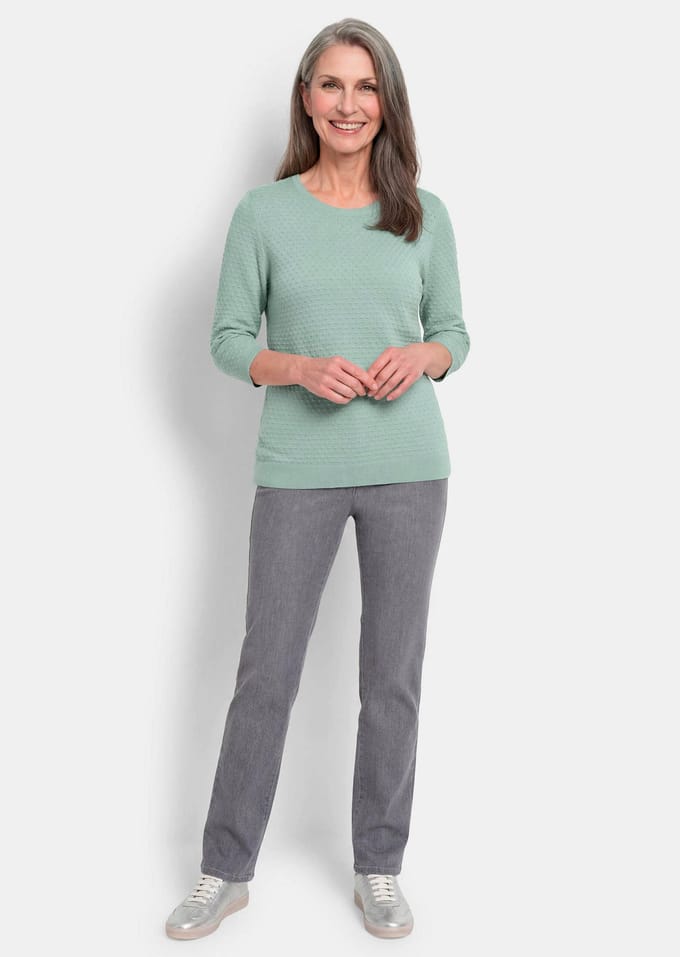 Tricot pullover met stippenmotief - salie - Gr. 25 van Goldner Fashion