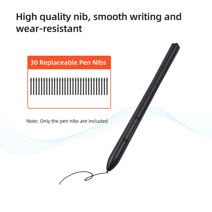30 STKS Stylus Penpunten en Pen Clip voor T505 Professionele Grafische Tekentablet Stylus Pen Zwart zwart