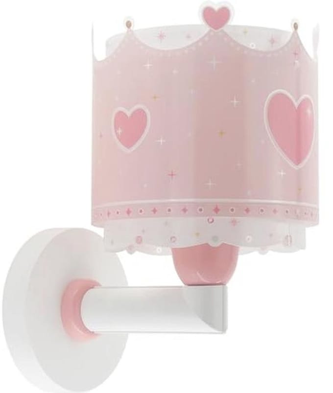 Wandlamp voor Kinderkamer - Roze Kroon met Harten